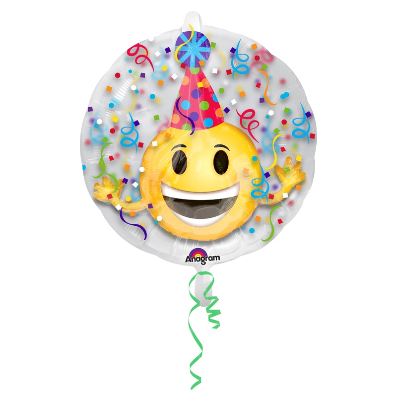 Birthday balloon laughing smiley round