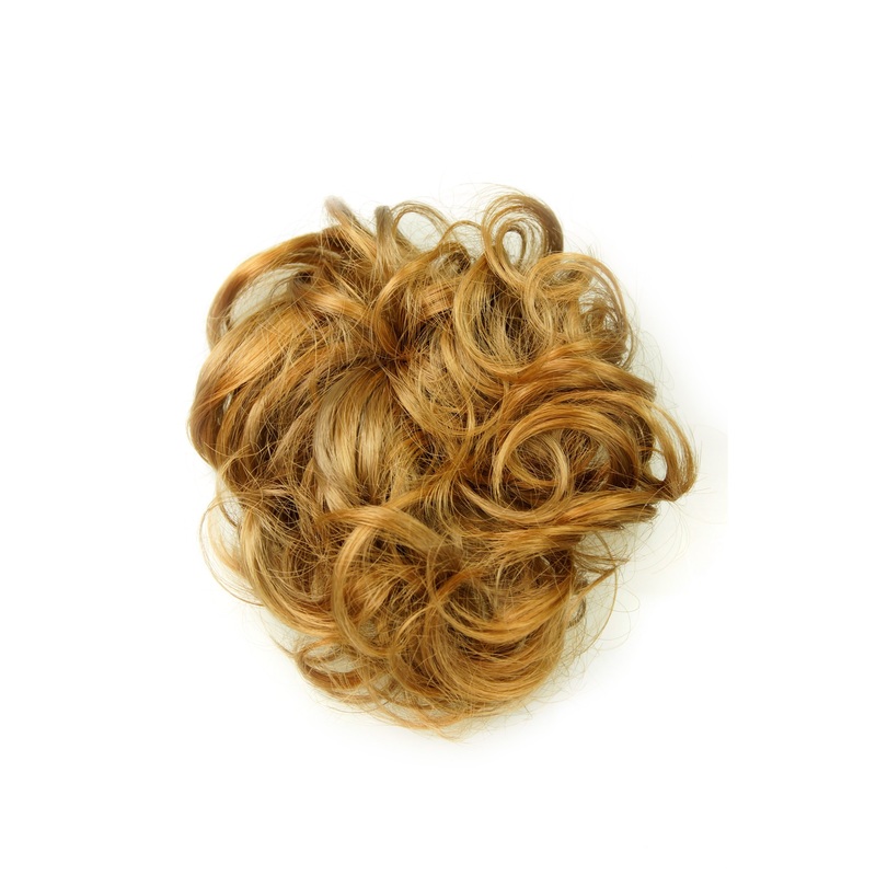 Scrunchy Hair Piece hair band voluminous wild curled streaked dark blond mix PAOLA-18+26B