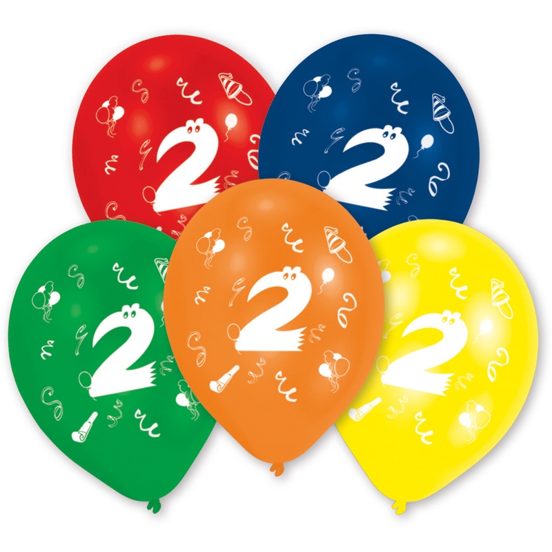 10 balloons number 2 colorful 25 cm