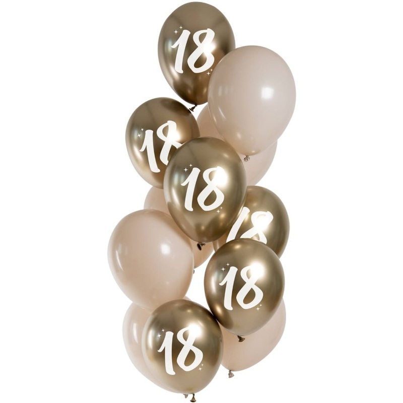 12 Golden 18th balloon mix 33cm