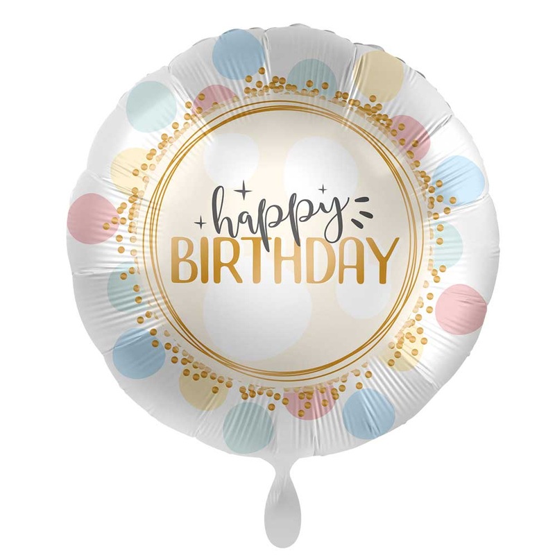 Birthday foil balloon soft dots 45cm