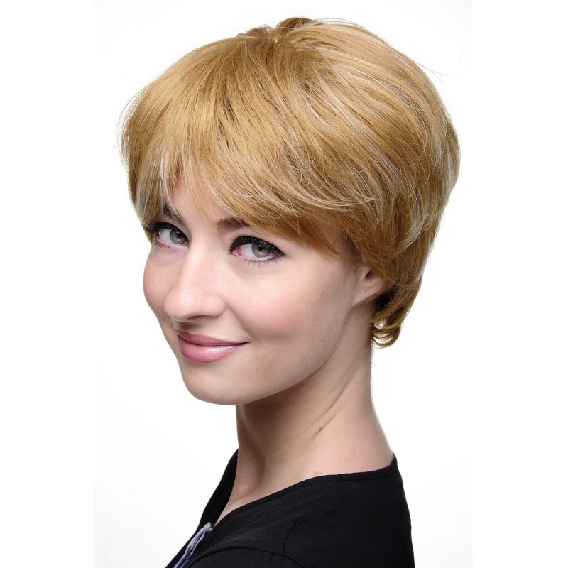 Classy lady women wig red platinum highlights short mature middle aged 7482