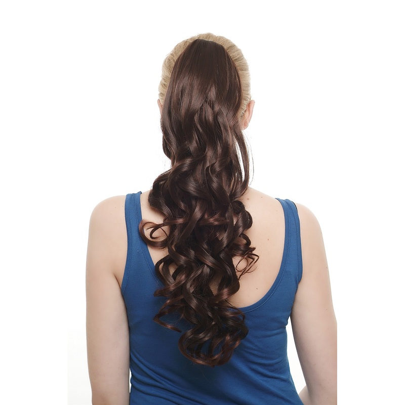 Hairpiece Ponytail extension Very long ringlets spiral curls mahogany brown mix SA08