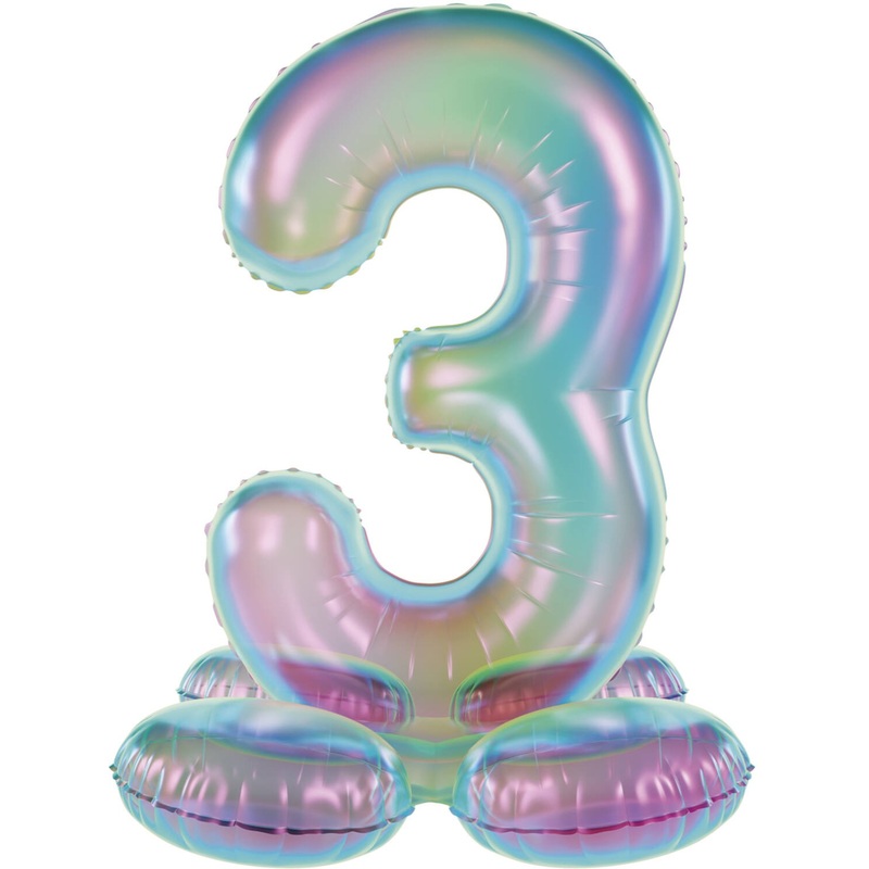 Standing foil balloon iridescent number 3