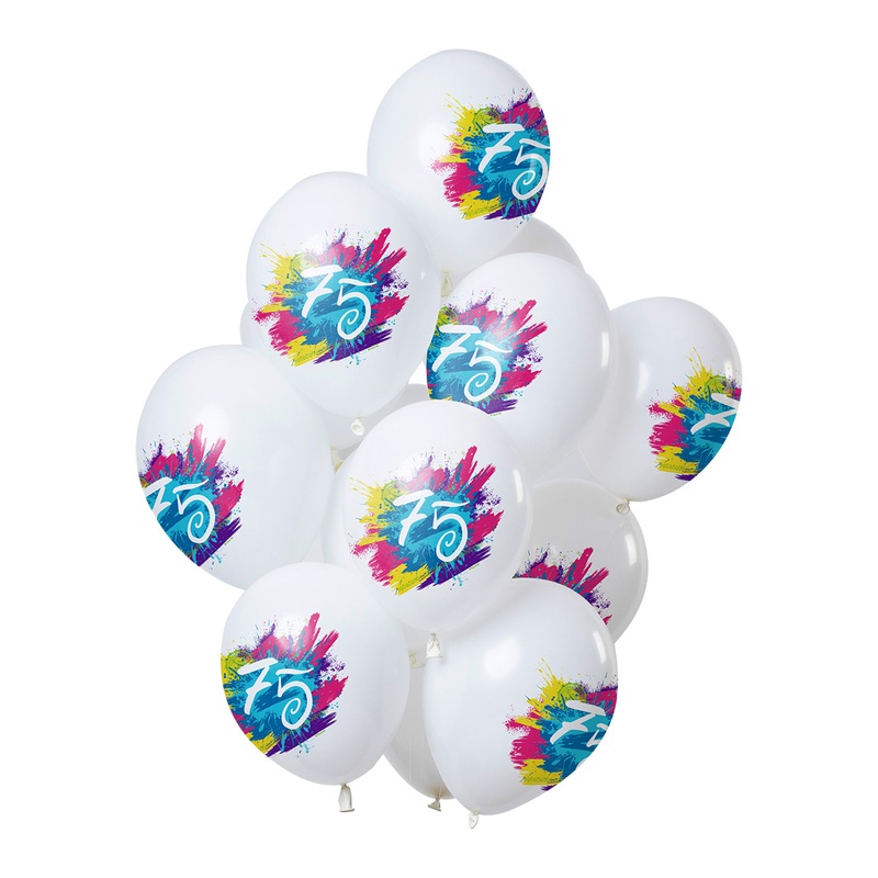 75th birthday 12 latex balloons Color Splash