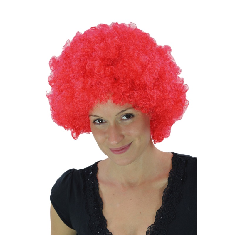 Afro Wig Halloween Carnival Men Women 70s Party Bright Red Disco PW0011-PC13