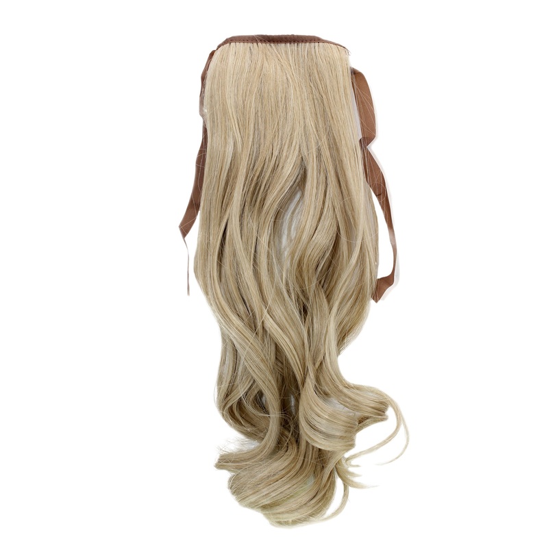 Hairpiece slim Ponytail Pigtail Blonde Mix wavy ribbon + clip fastening YZF-TC18-24BT613