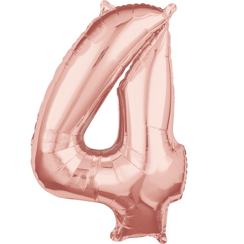 Number 4 rose gold foil balloon 66cm