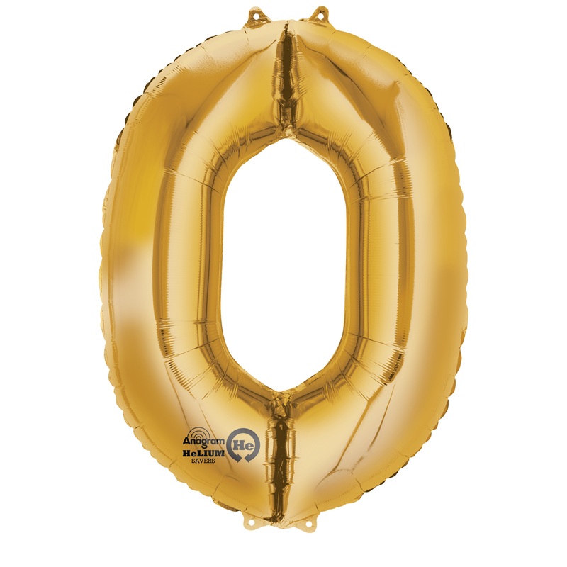 Number balloon 0 gold 88cm
