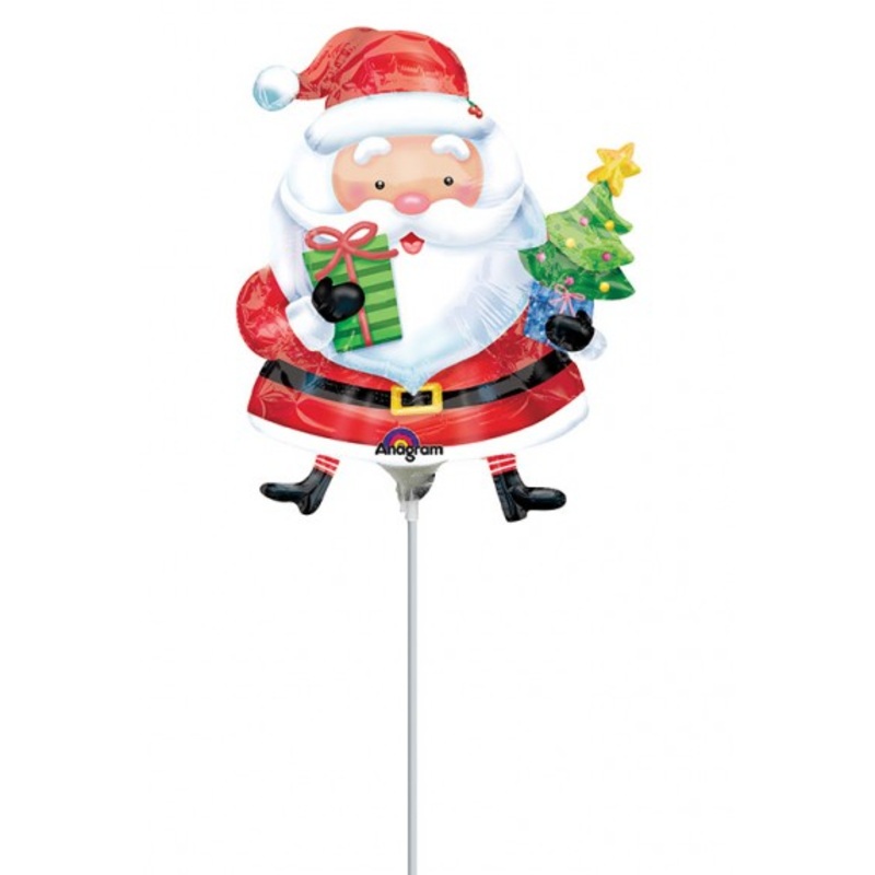 Santa with gifts stick balloon