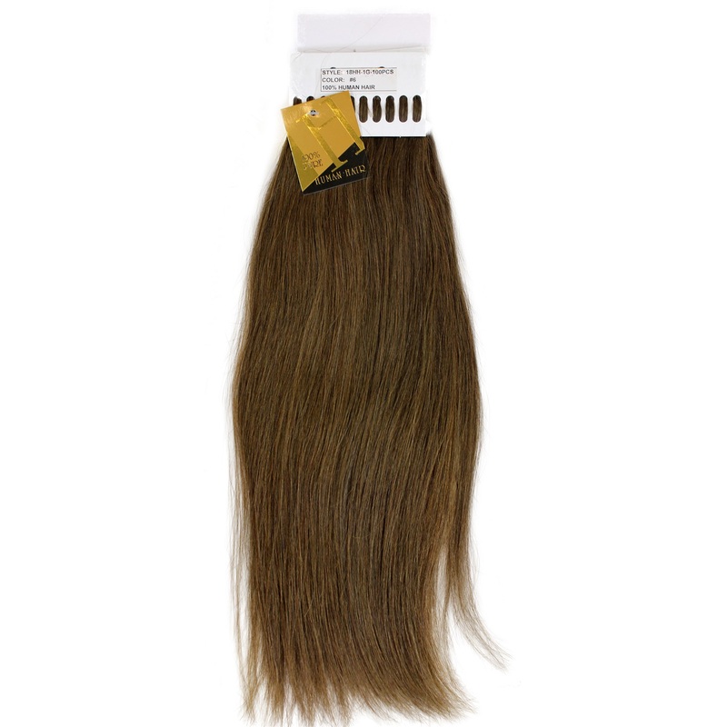 Set 100 x 1 Gramm 100% Human Hair Extensions I-Tips Bondings long brown 18