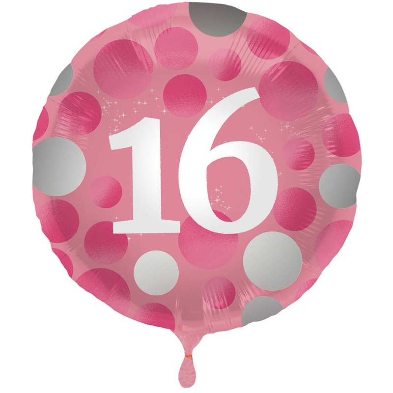 16th birthday Glossy Pink Foil Balloon 45cm