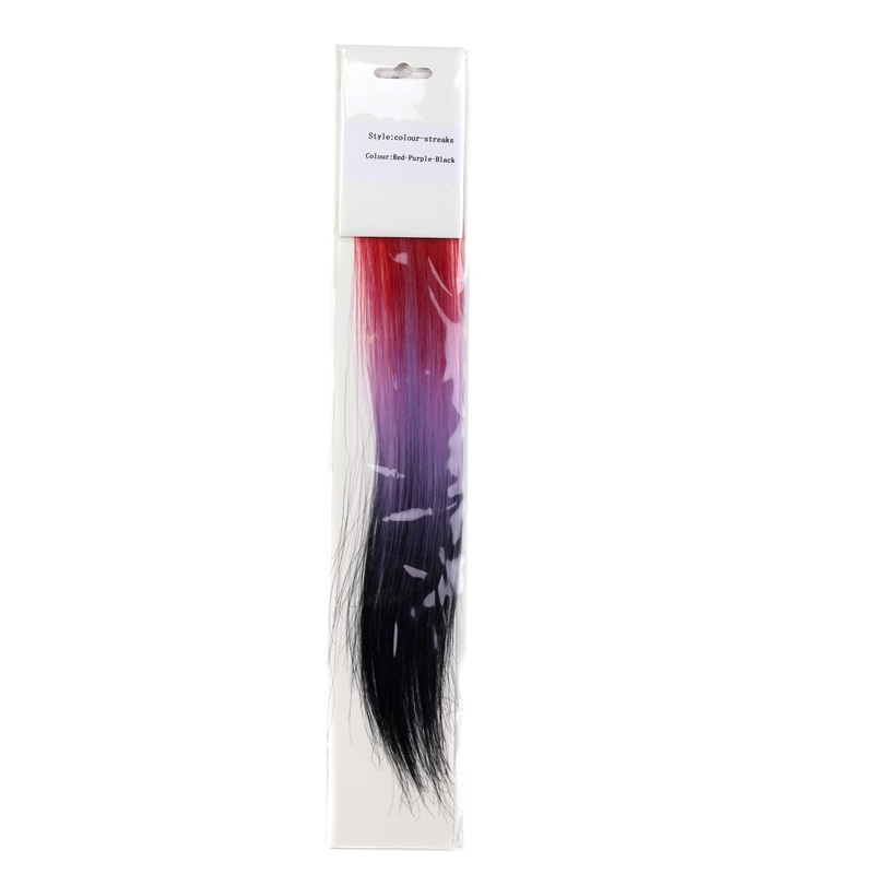 Clip-In Extension 2 pcs Set punk emo goth 3 coloured red purple & black3030-JB3