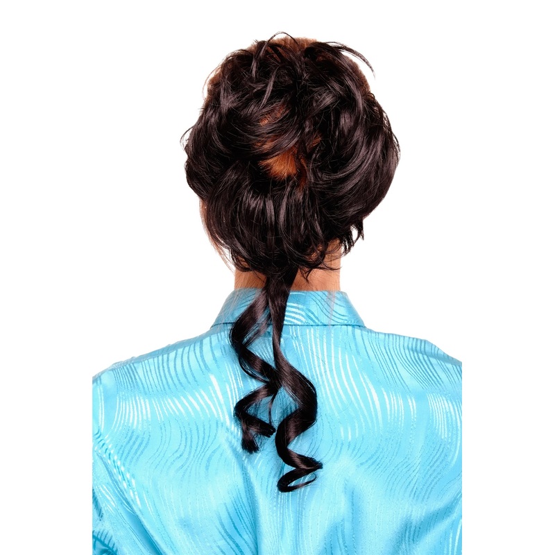 Hair Piece baroque voluminous wild curled scrunchy comb black YZF-3072HT