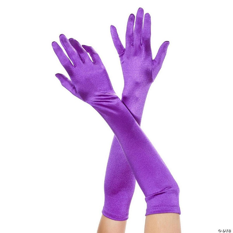 Music Legs 452-PURPLE Extra Long Satin Gloves – Purple