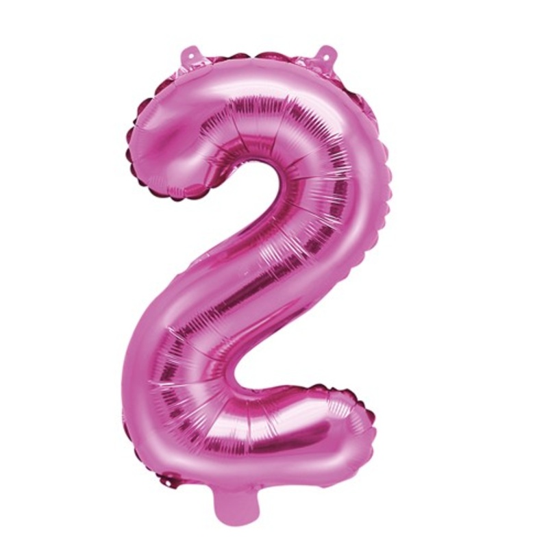 Number 2 foil balloon fuchsia 35cm