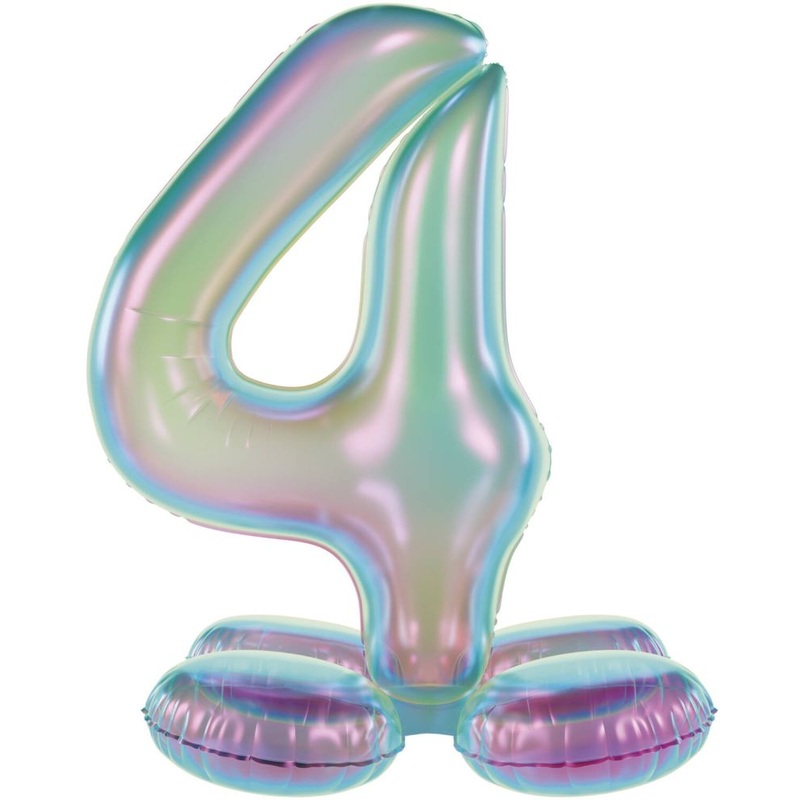 Standing foil balloon iridescent number 4