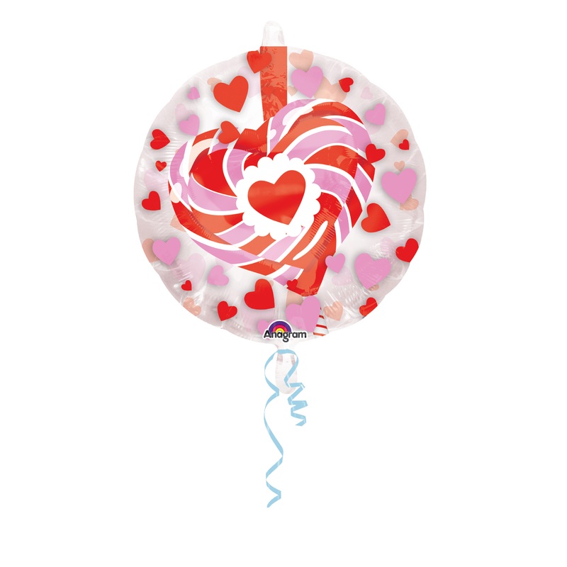 Sugar-sweet heart lollipop foil balloon 60cm