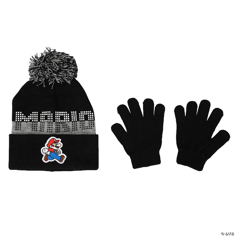 Super Mario Bros Mario Youth Beanie & Glove Set for Kids