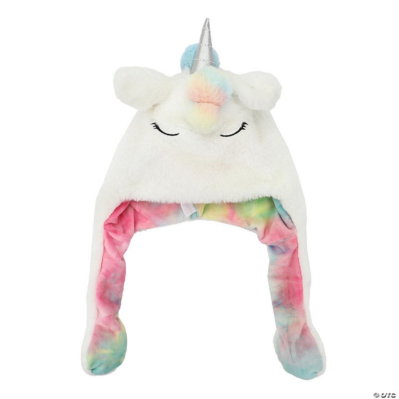 Unicorn Face Youth White Hat With Moveable 3D Horns