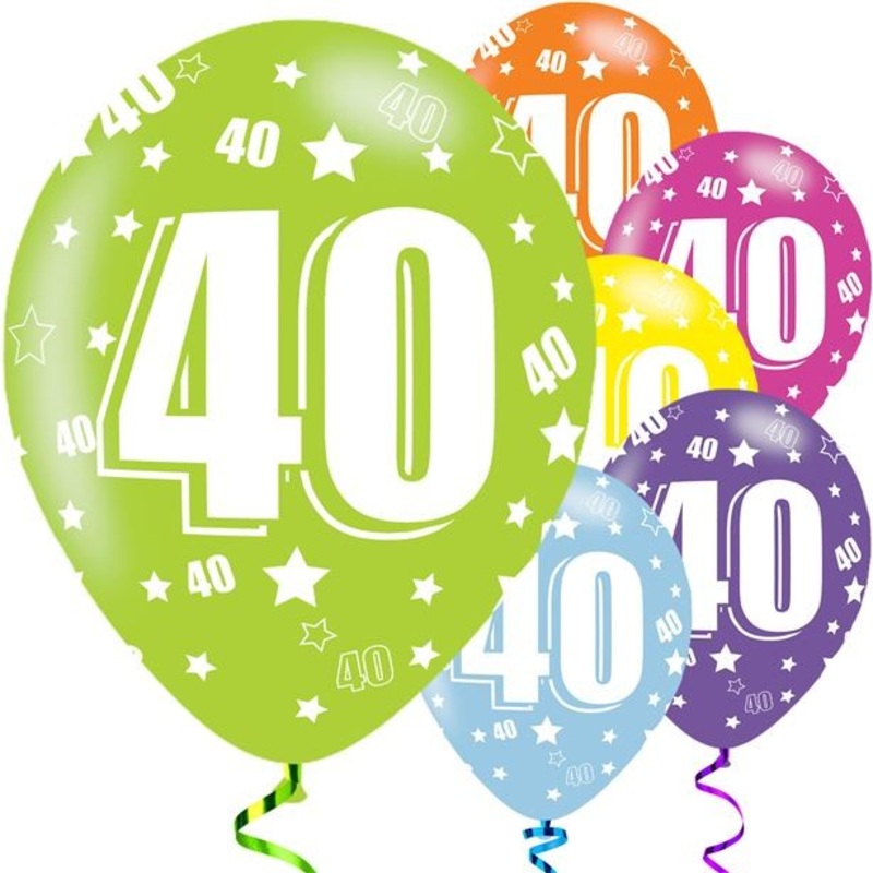 40th birthday 6 latex balloons 28cm