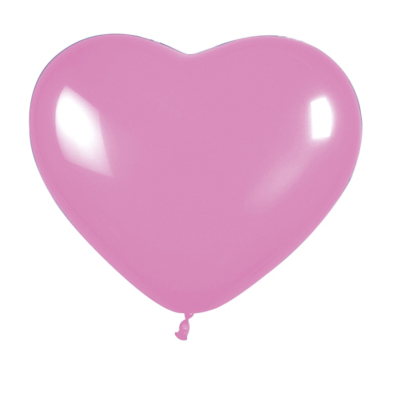 5 big love heart balloons pink 30cm