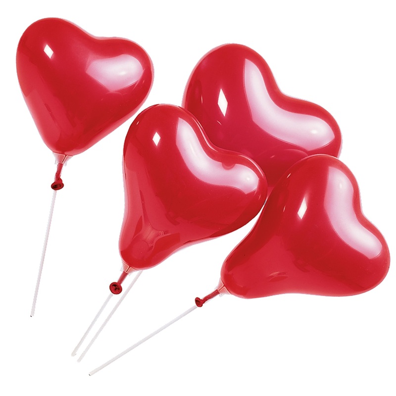 5 heart stick balloons Sissi 20cm