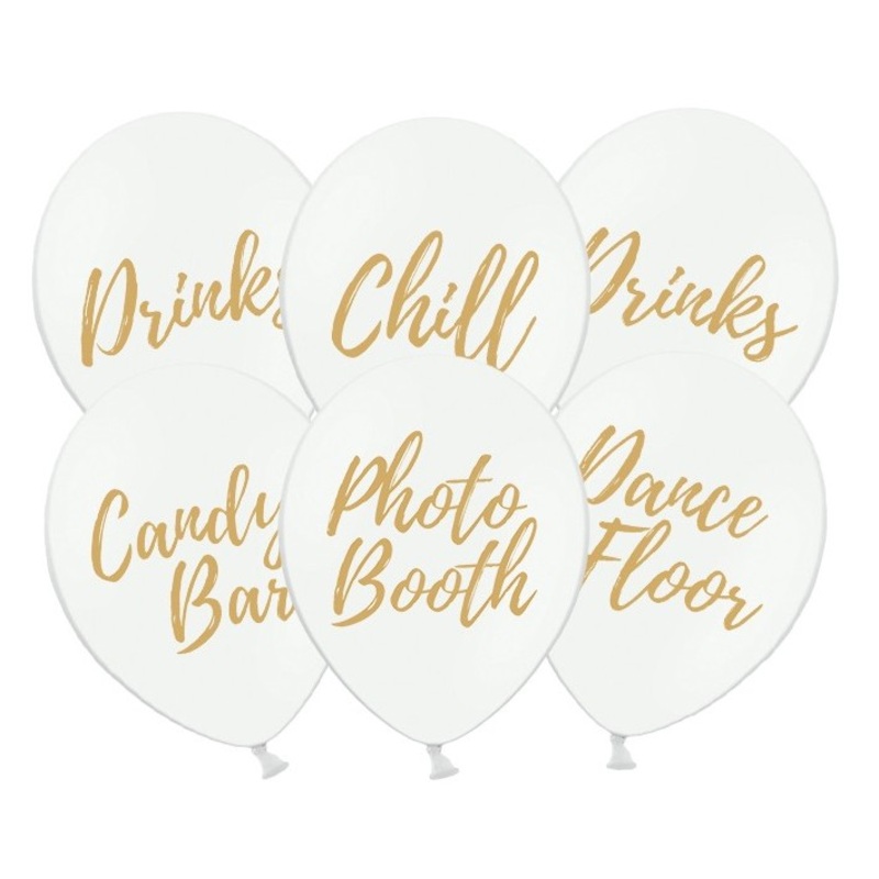 6 chill out party balloons white 30cm