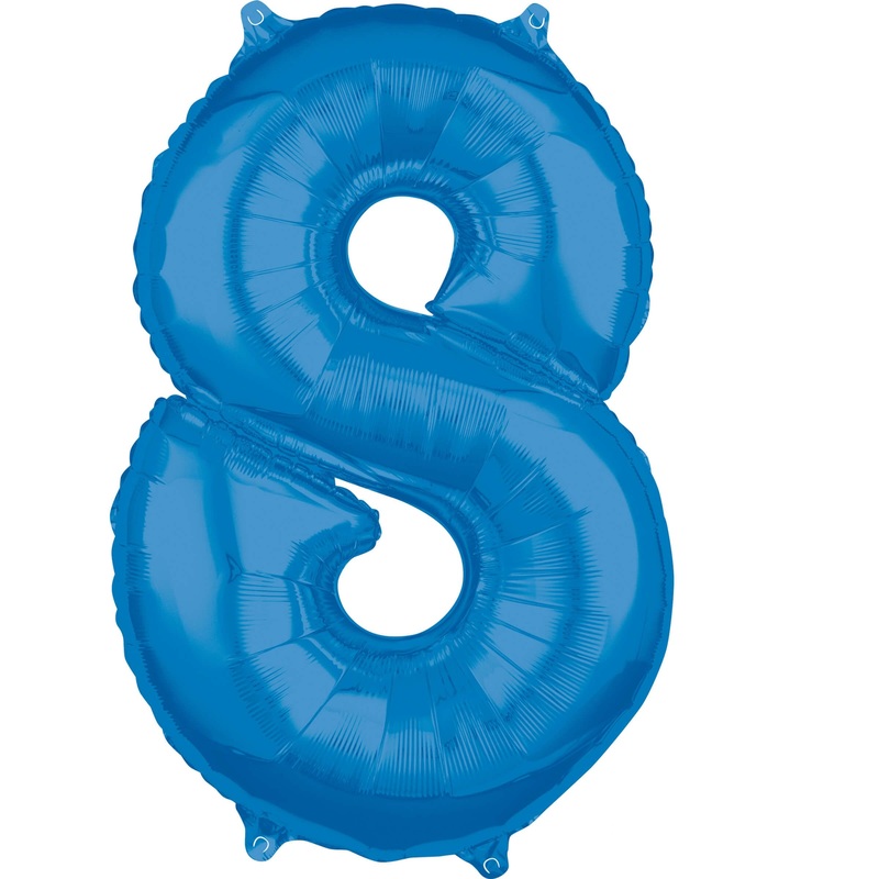 Blue number 8 foil balloon 66cm