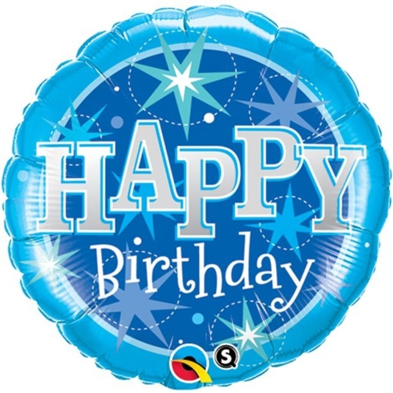 Foil balloon Happy Birthday Blue Stars