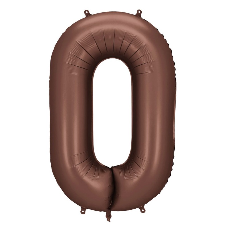 Foil balloon number 0 in brown 86cm