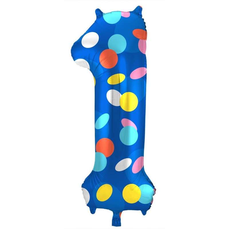 Foil balloon number 1 colorful dots 86cm