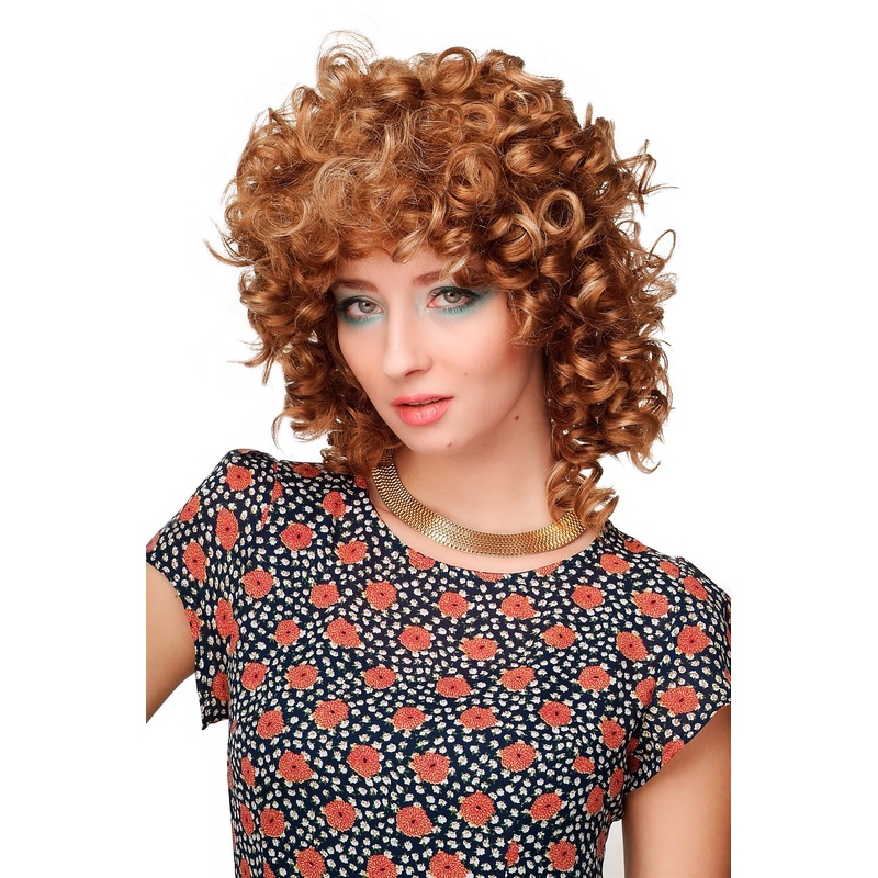 Lady Wig medium length great volume curled curls streaked blond mix WL-2342-27H24B