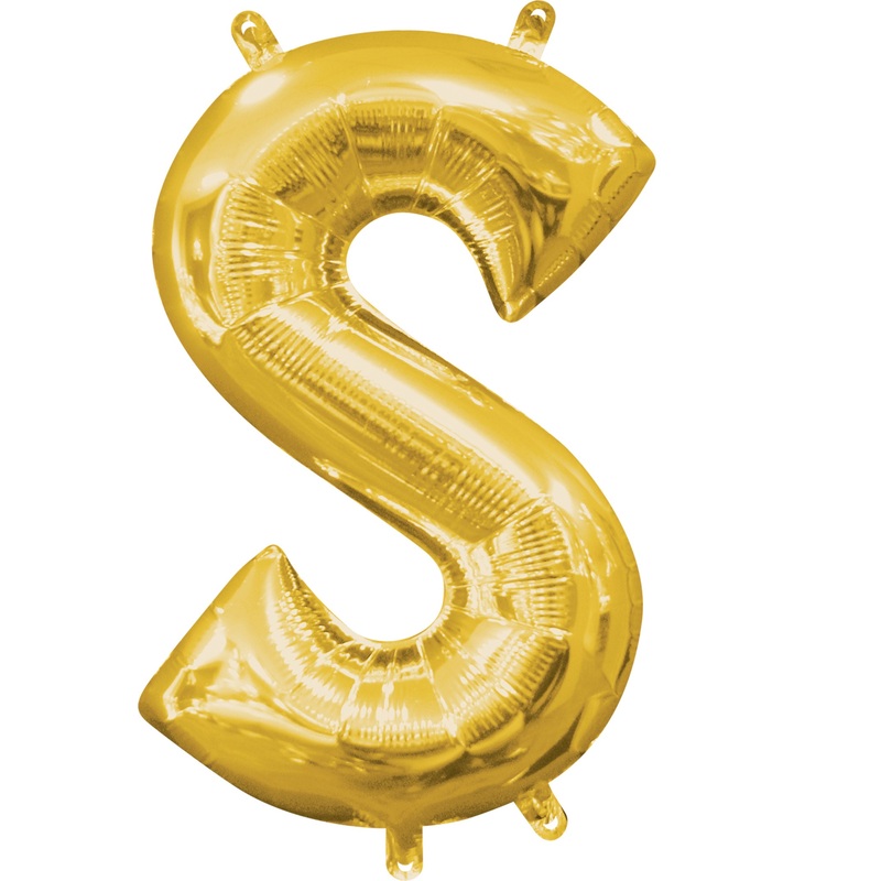 Mini foil balloon letter S gold 35cm