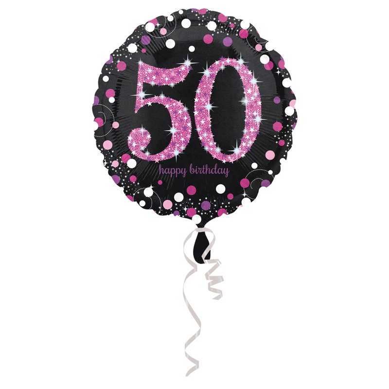 Pink 50th Birthday foil balloon 43cm