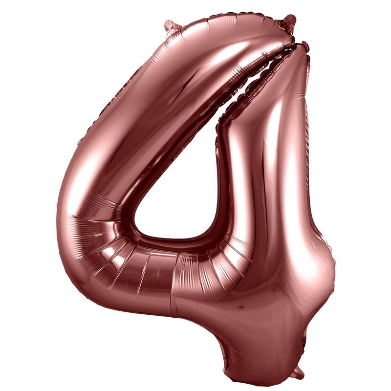 Rose gold metallic number 4 balloon 86cm