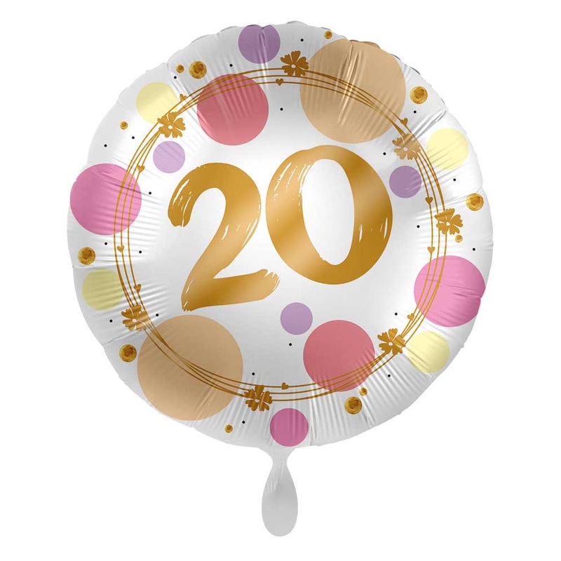 20th birthday balloon Happy Dots 45cm