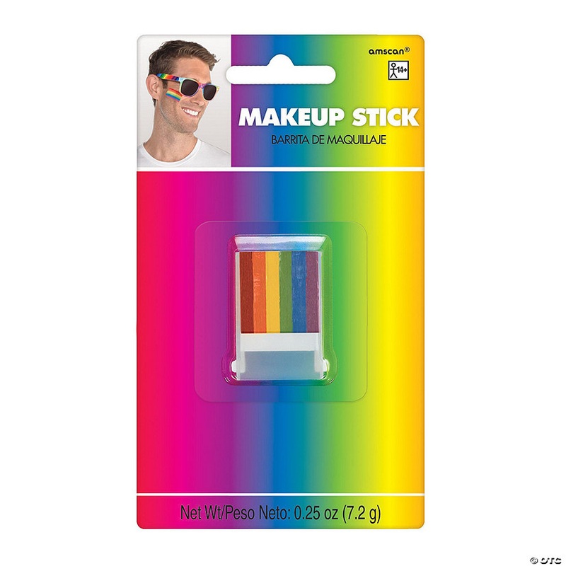 3 1/2 x 6 1/4 .27 oz. Pride Rainbow-Stripe Plastic Make-Up Stick