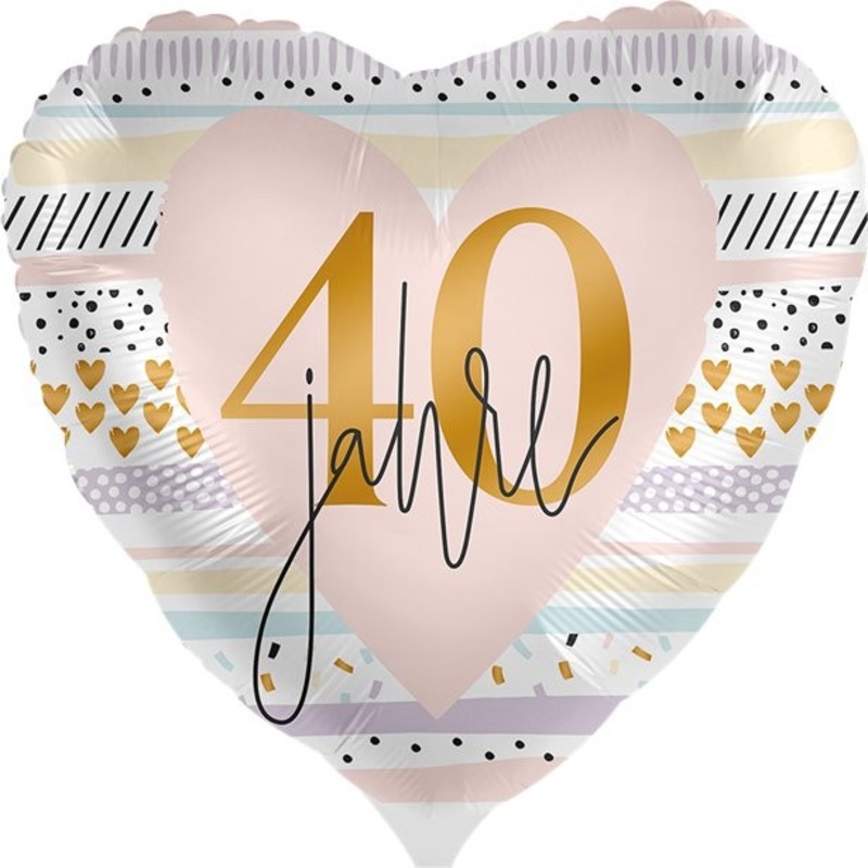 40 Rosy Years Heart Balloon 46cm