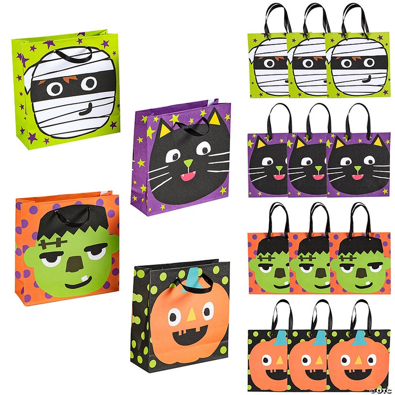 7 x 7 1/4 Medium Ghoul Gang Halloween Paper Gift Bags – 12 Pc.