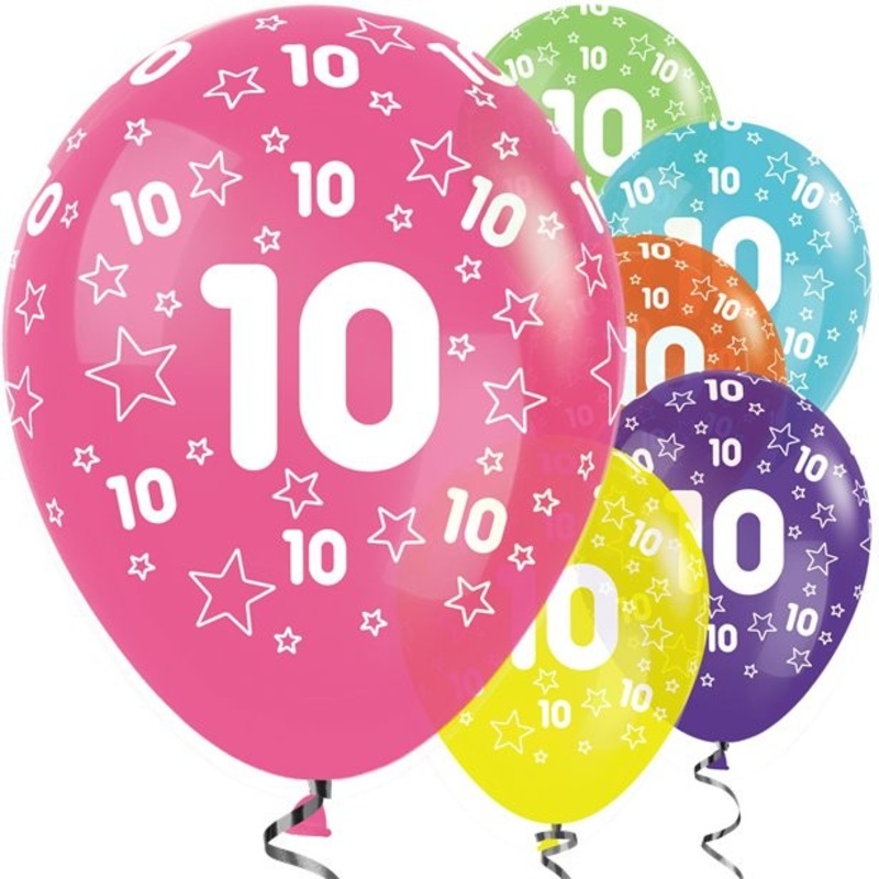 Colorful balloon mix for the 10th birthday 30cm