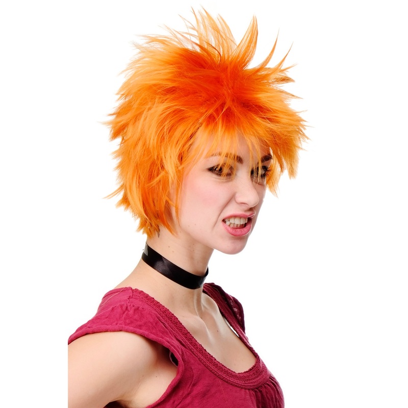 Extravagant Lady Women Cosplay Wig short spikey teased punky Orange H9708
