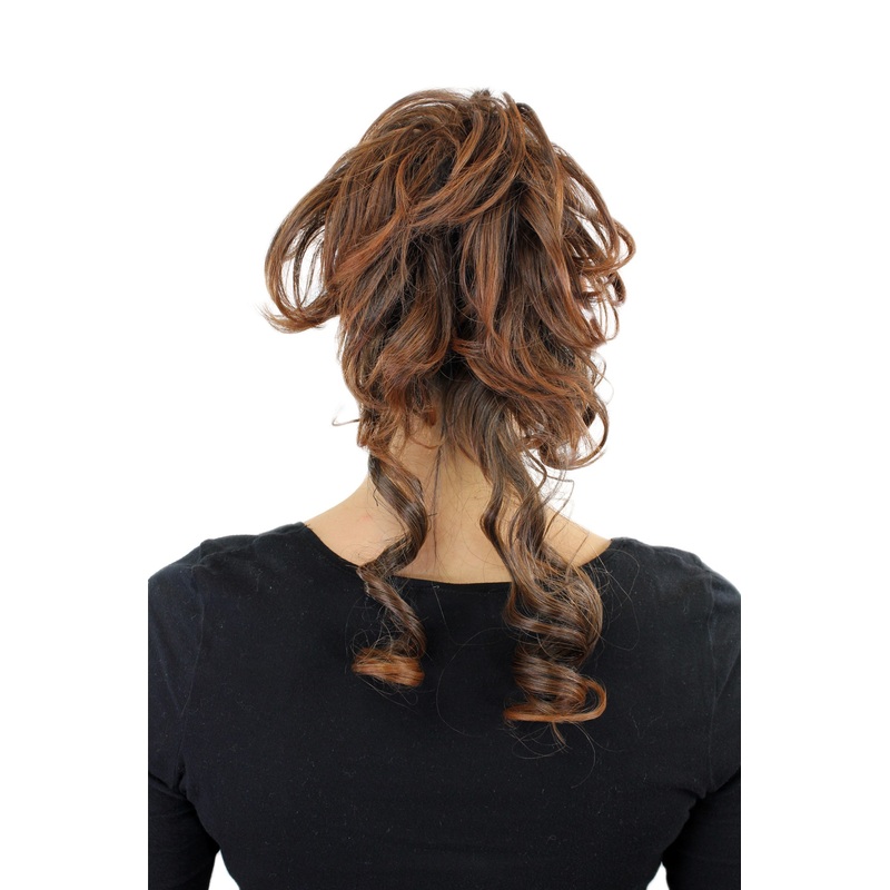 Hair Piece baroque voluminous wild curled scrunchy comb chestnut brownYZF-3072HT