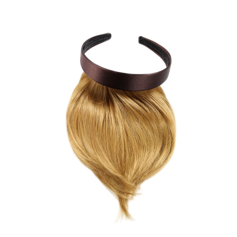 Hair Piece Clip in Bangs Fringe with hair circlet synthetic dark blonde HA073T