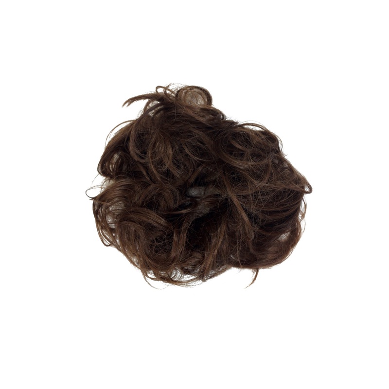 Hair Piece Hair Tie elastic Scrunchy curly curls medium brown YZF-3054A-10