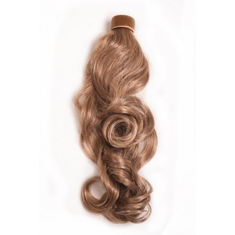 Hairpiece Ponytail comb snapwrap long wavy slightly curled blond mix ROSY-27+613