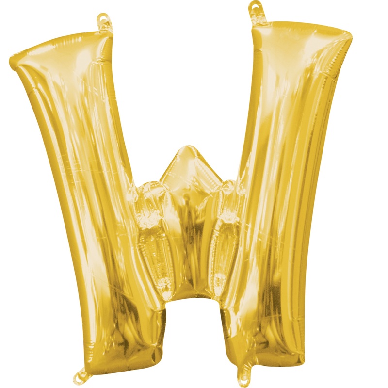 Mini foil balloon letter W gold 40cm