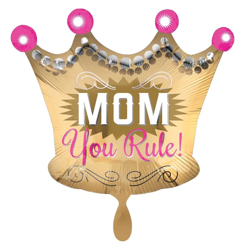 Mom You Rule Crown Foil Balloon 50cm