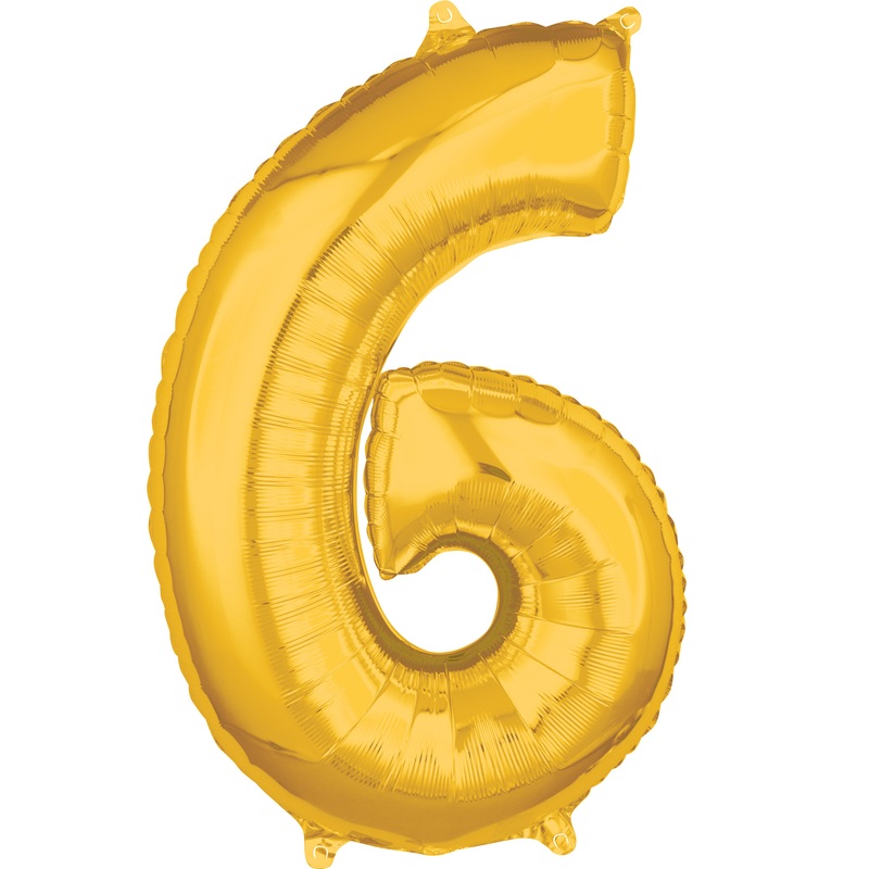 Numbers foil balloon 6 gold 66cm