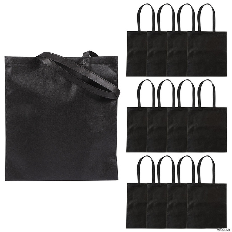 15 x 17 Large Black Tote Bags – 12 Pc.
